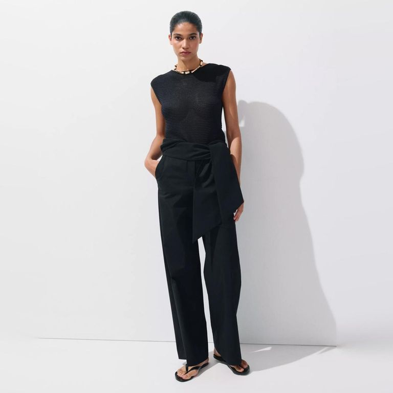 Pantalón Recto Lazo Mujer