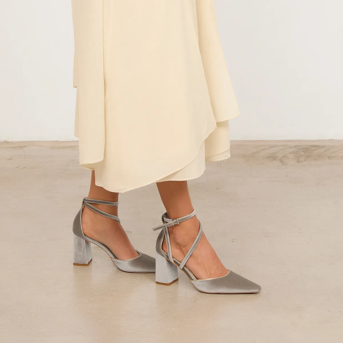 MIM - Zapato Formal Mujer Terciopelo Gris Mim