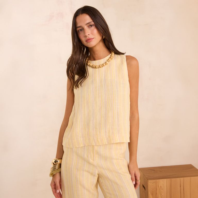 Blusa Rayas 100% Lino Mujer