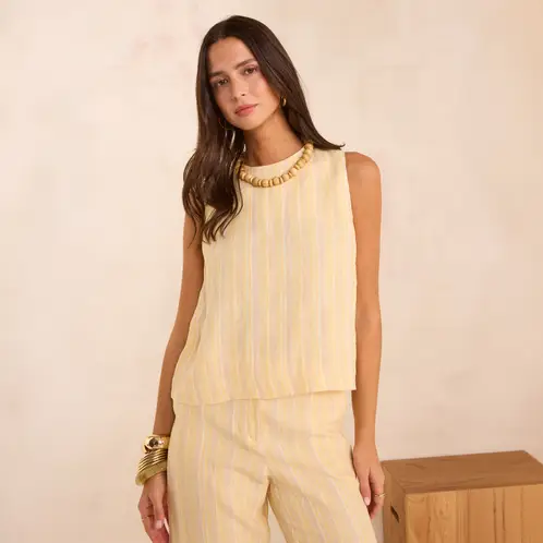 MAISON 123 - Blusa Rayas 100% Lino Mujer