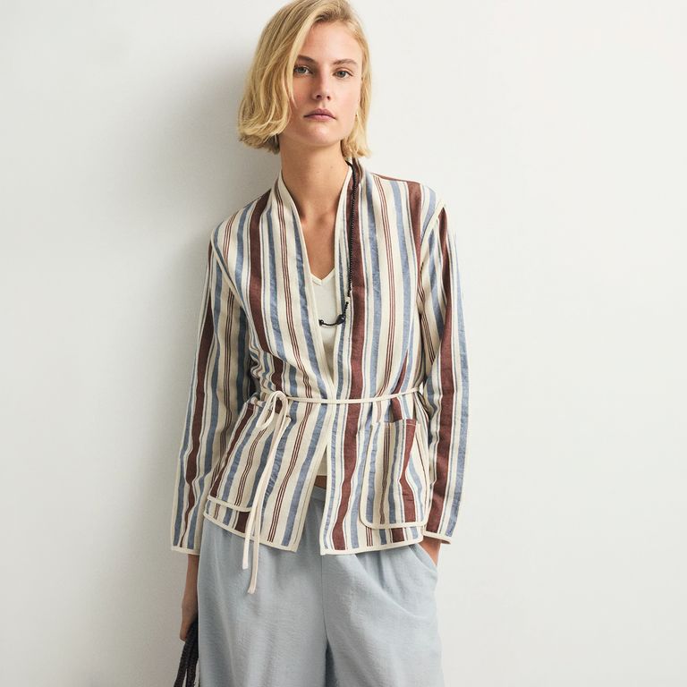 Kimono Rayas Algodón Mujer