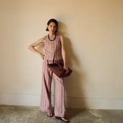 ESEOESE - Pantalón Rayas con Lino Mujer