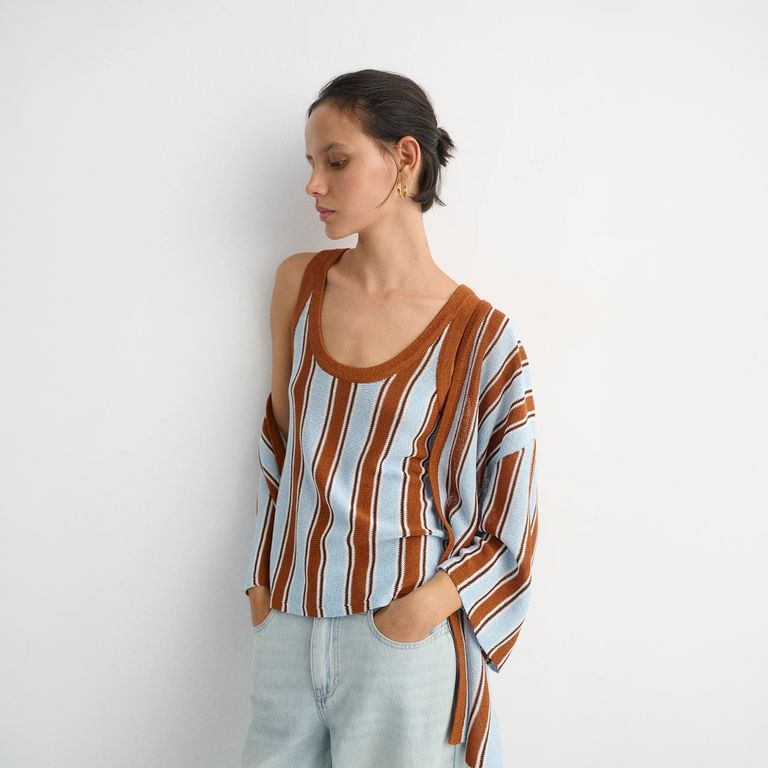 Polera Sin Mangas Rayas Mujer