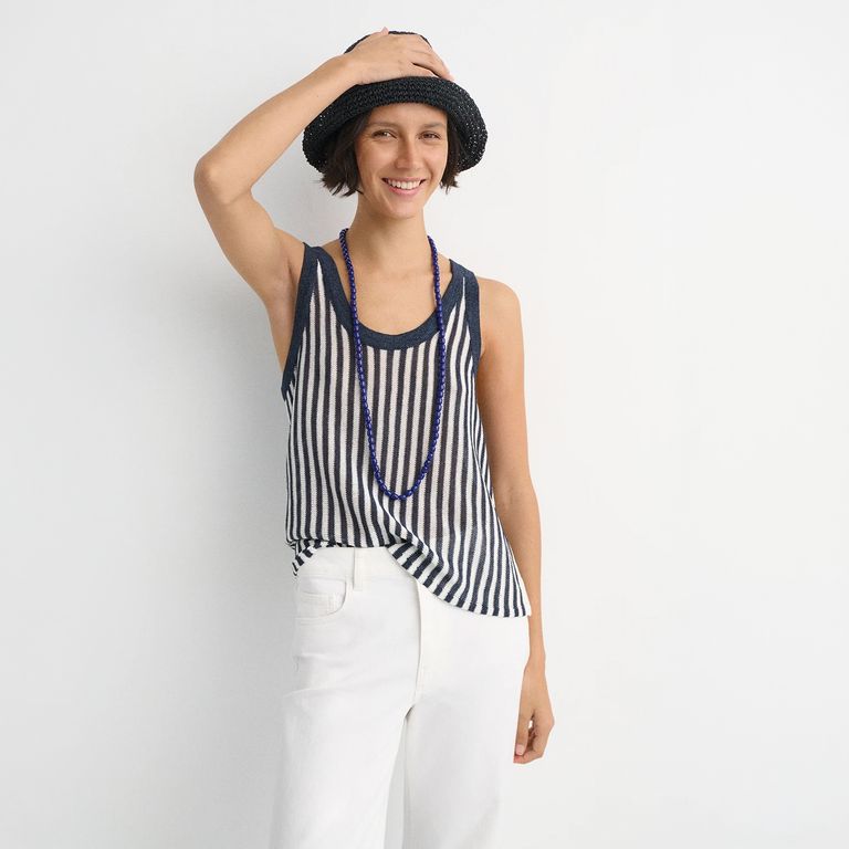 Polera Sin Mangas Rayas Mujer