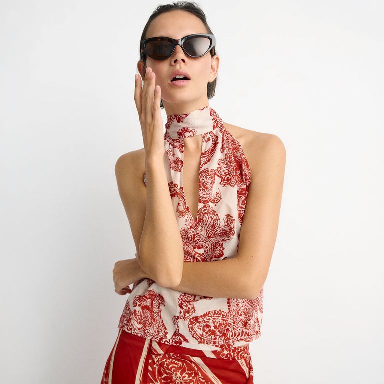 Top Estampado Halter 100% Algodón Mujer