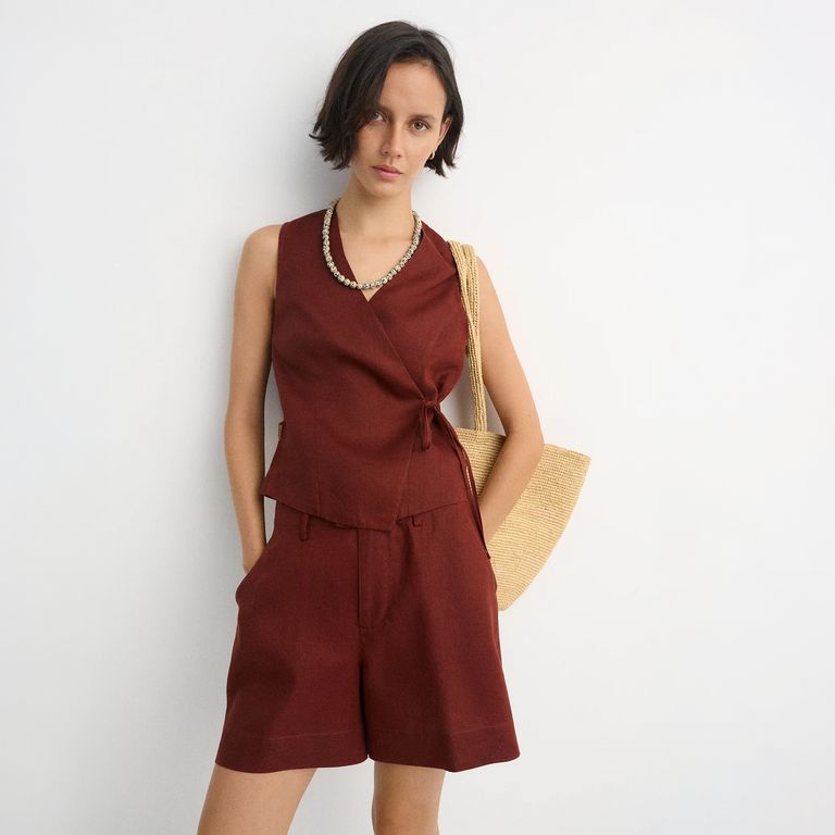 Top Cruzado 100% Lino Mujer