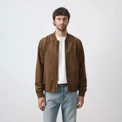 MANGO MAN - Chaqueta Bomber Efecto Ante Hombre