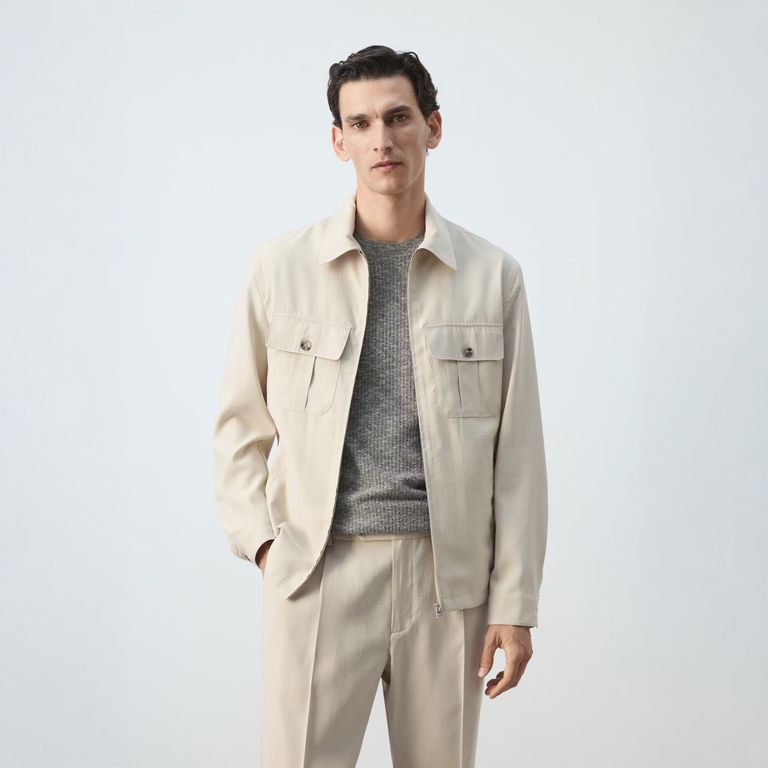 Chaqueta Modal Regular Fit Bolsillos Hombre