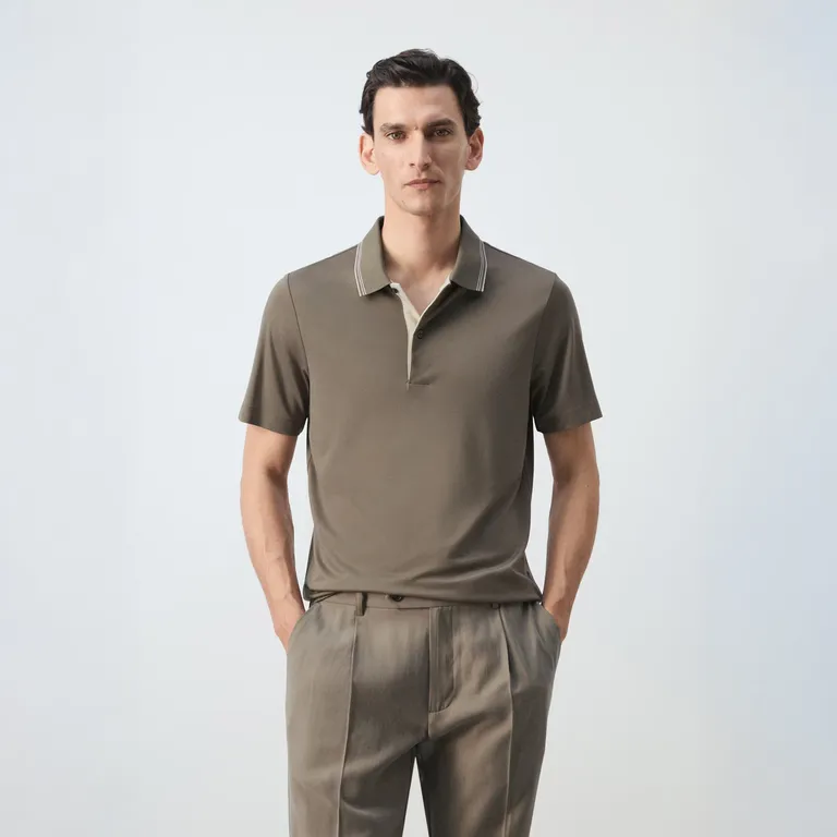 Polera Slim Fit Detalle Cuello Hombre