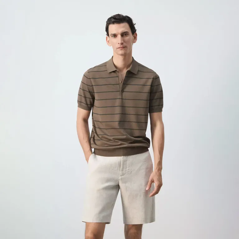 Polera De Punto Fino A Rayas Hombre