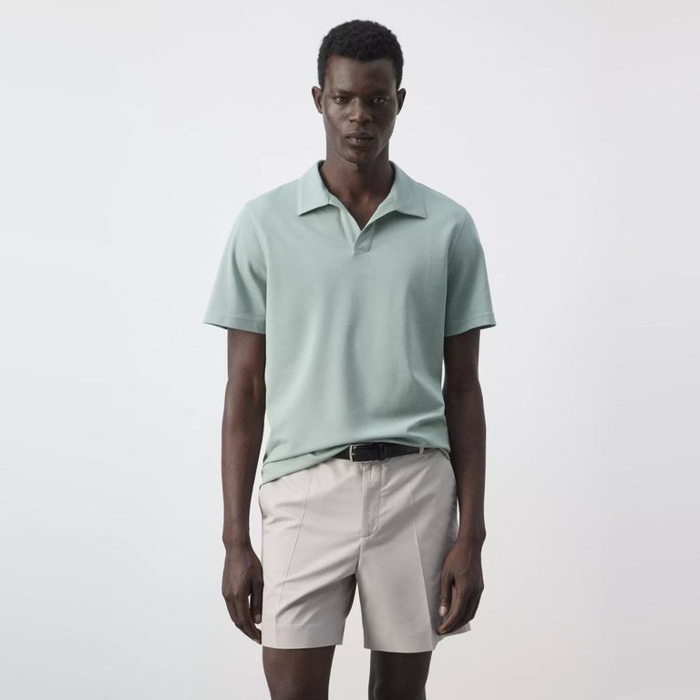 Polera Slim Fit En Mezcla De Piqué De Algodón Hombre