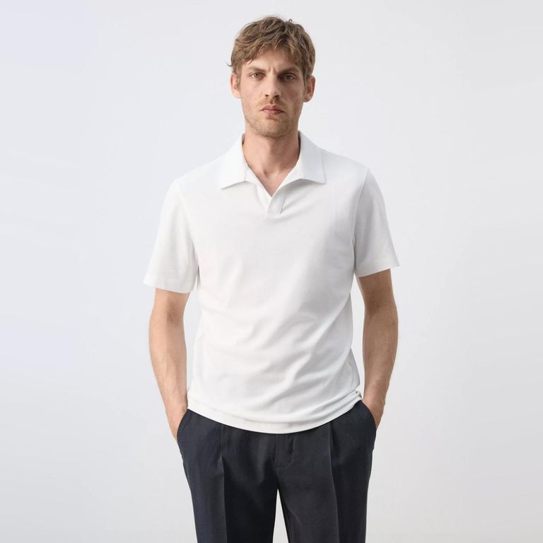 Polera Slim Fit En Mezcla De Piqué De Algodón Hombre