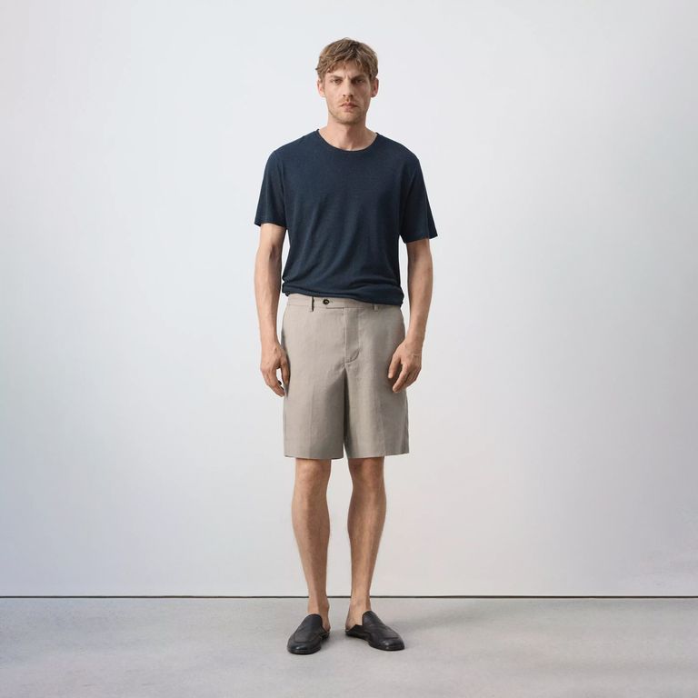 Bermudas De Lino 100% De Corte Regular Hombre