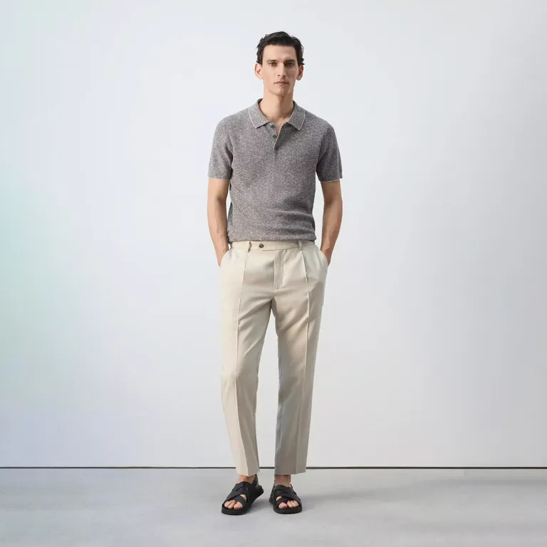 Pantalón Plisados ​​De Corte Regular Hombre