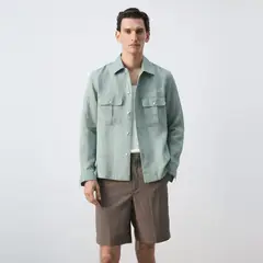 MANGO MAN - Sobrecamisa Regular Fit 100% Lino Hombre