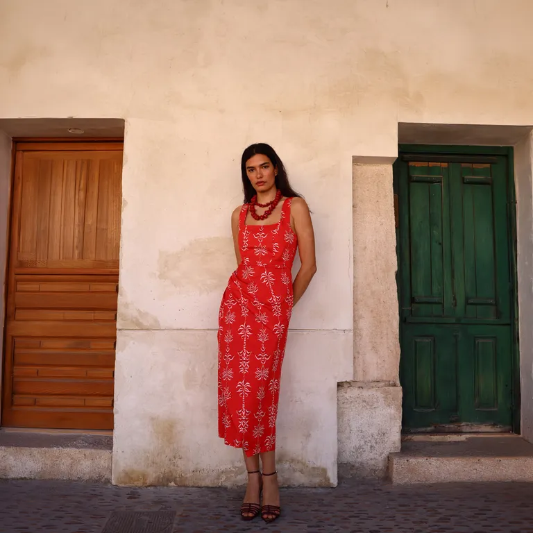 Vestido Estampado Algodón Mujer