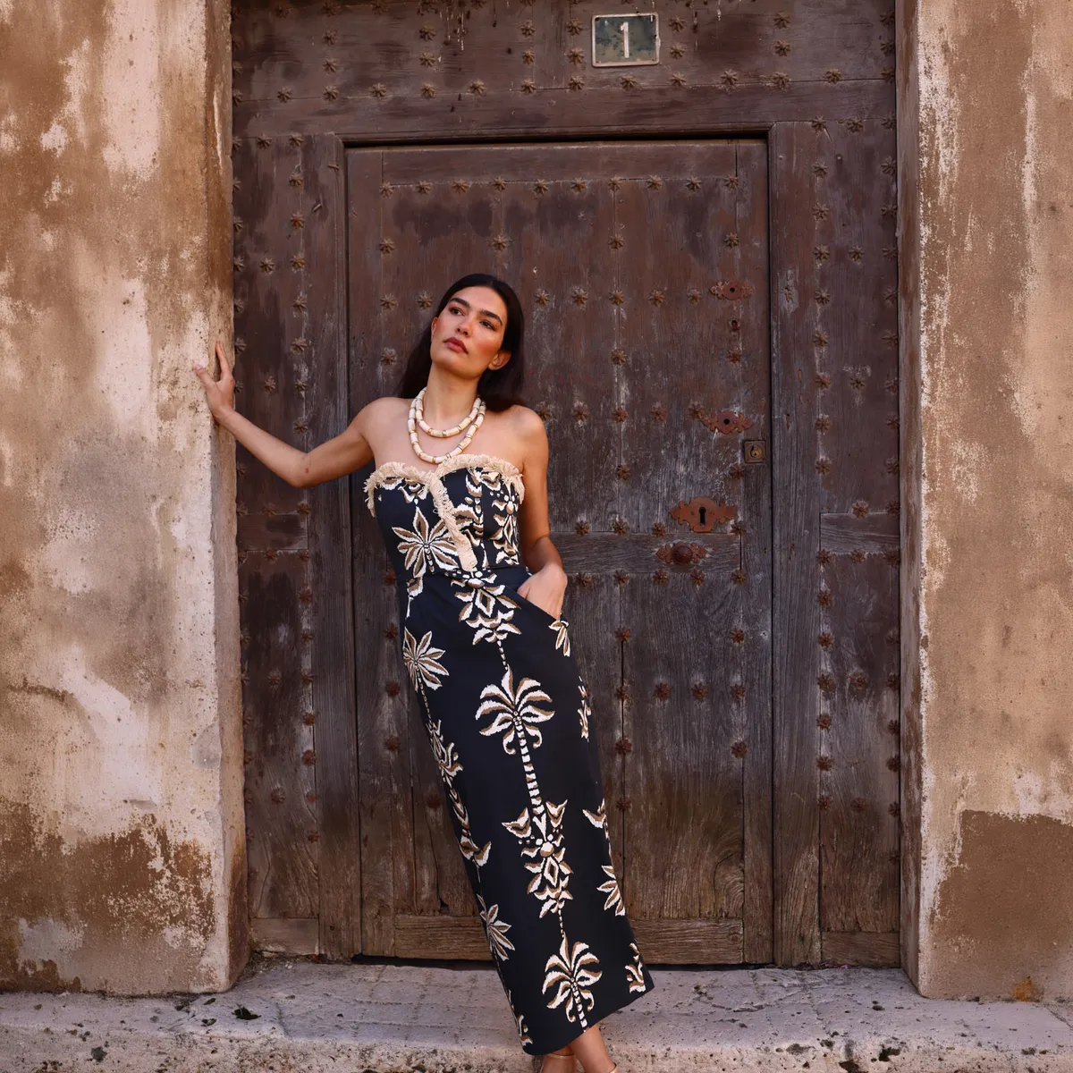 MATTUI - Vestido Strapless Estampado Algodón Mujer Mattui