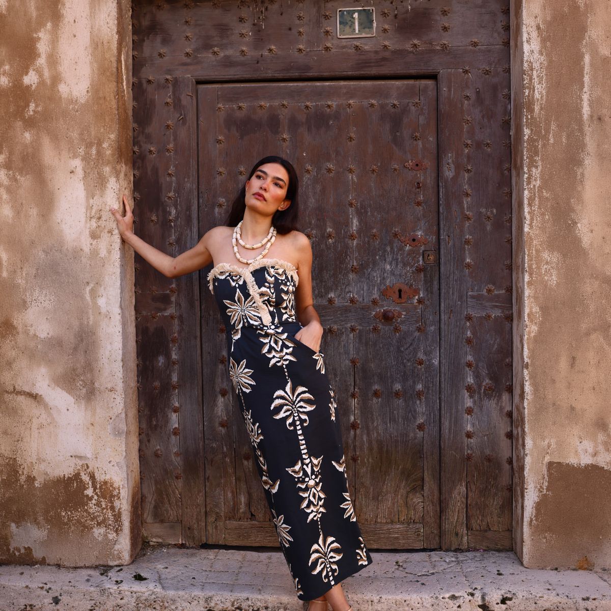MATTUI - Vestido Strapless Estampado Algodón Mujer Mattui