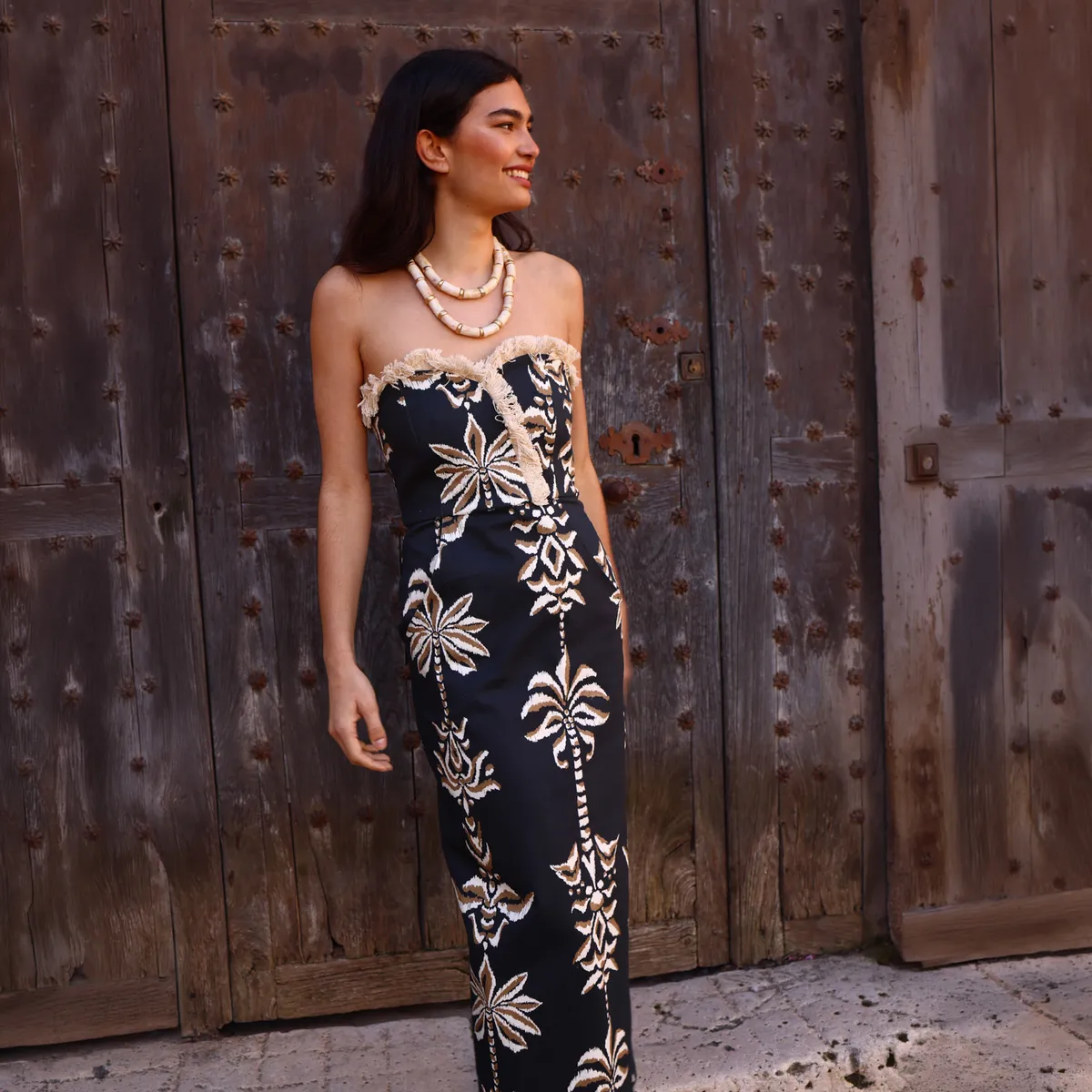 MATTUI - Vestido Strapless Estampado Algodón Mujer Mattui