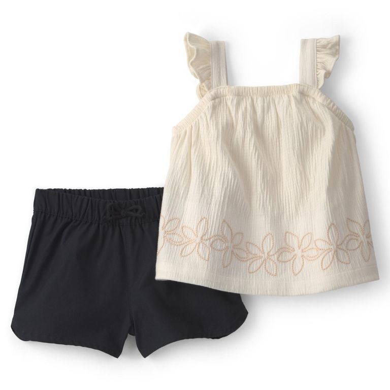 Conjunto 2 Piezas Polera Y Short Bebé Niña