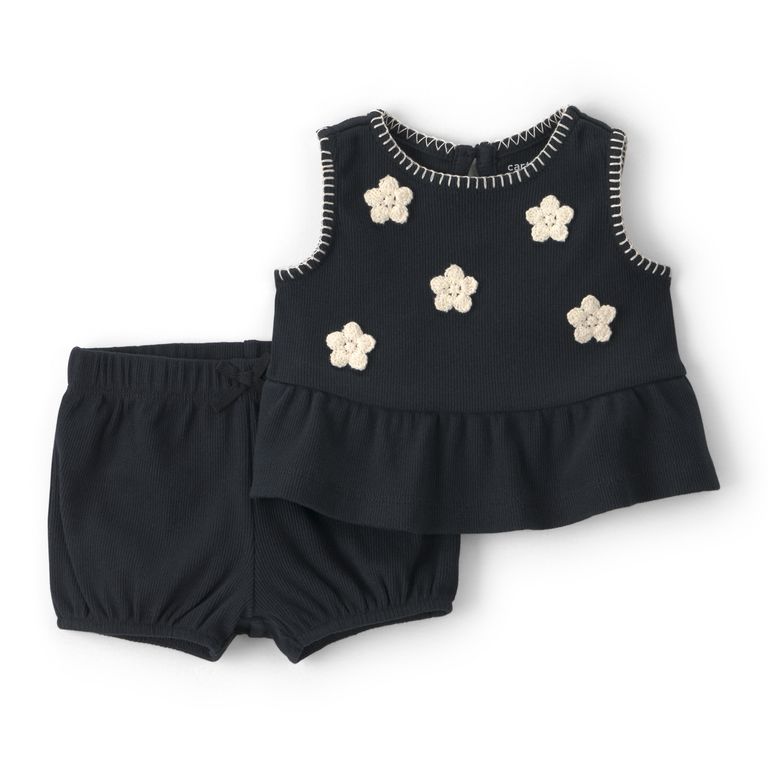 Conjunto 2 Piezas Polera Y Short Bebé Niña