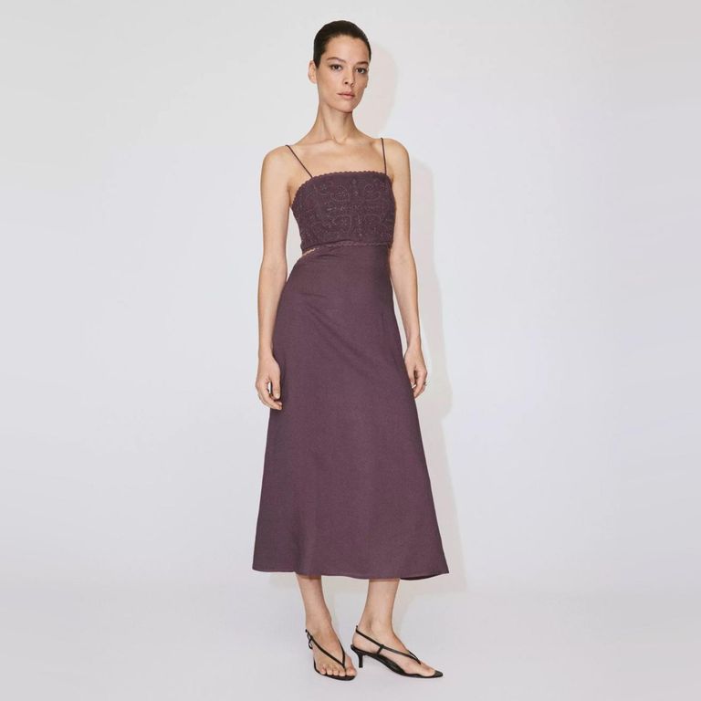 Vestido Cut-Out Bordado Abalorios Mujer