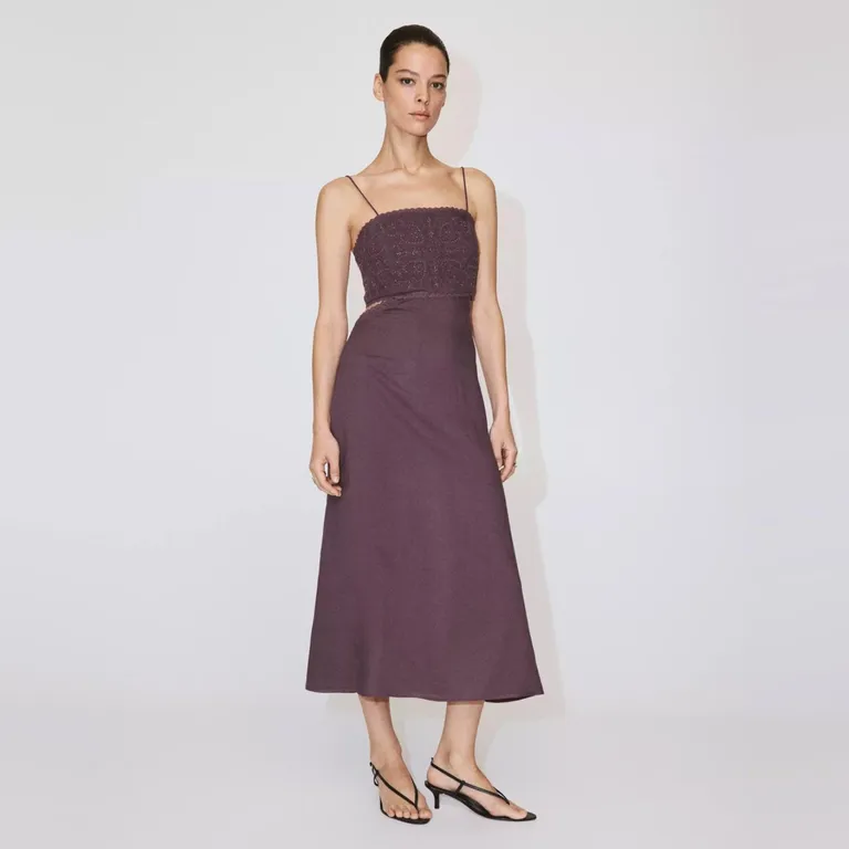 Vestido Cut-Out Bordado Abalorios Mujer