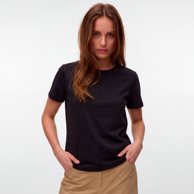 Polera Detalle Bordado 100% Algodón Mujer