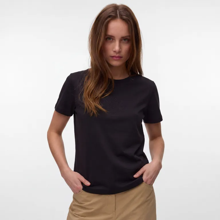 Polera Detalle Bordado 100% Algodón Mujer