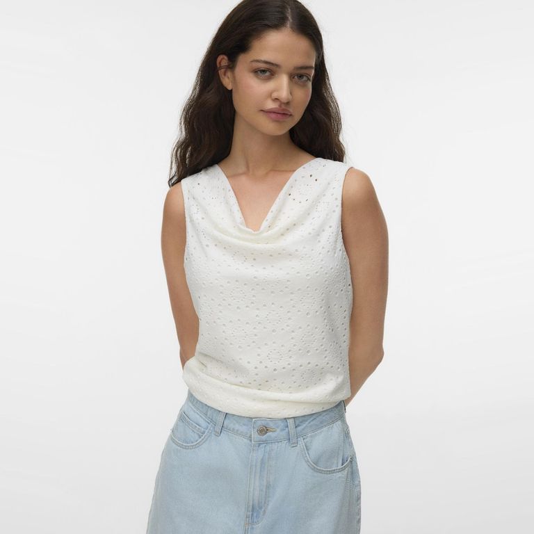 Top Drapeado Broderie Mujer