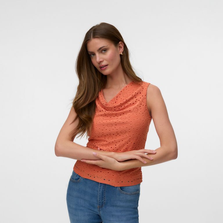 Top Drapeado Broderie Mujer