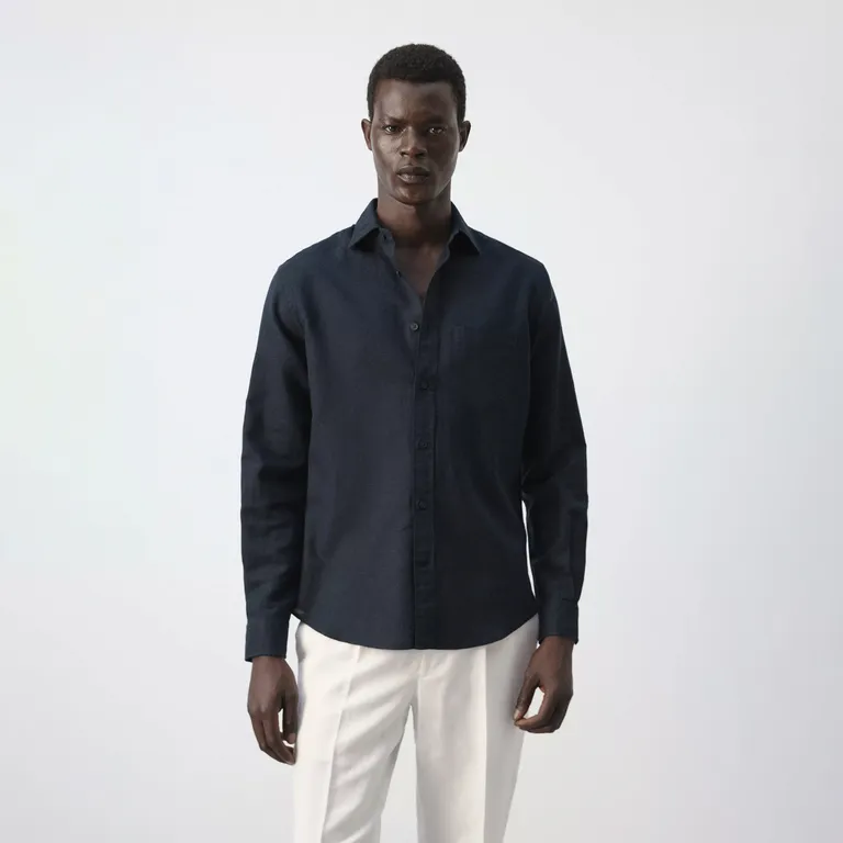Camisa Regular Fit Lino Algodón Hombre