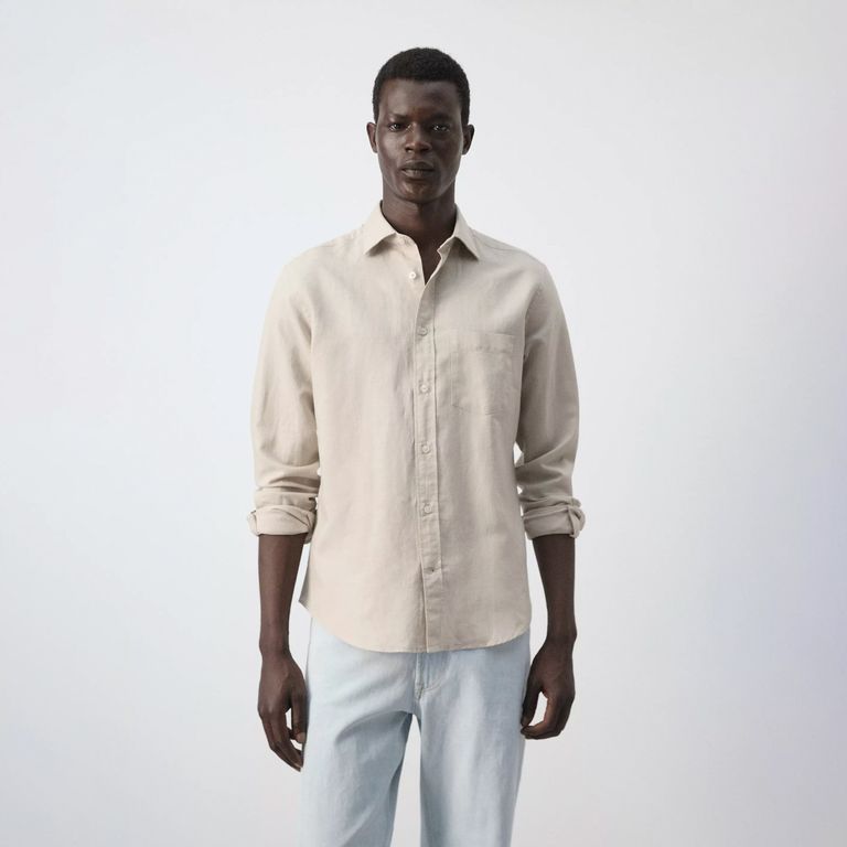 Camisa Regular Fit Lino Algodón Hombre