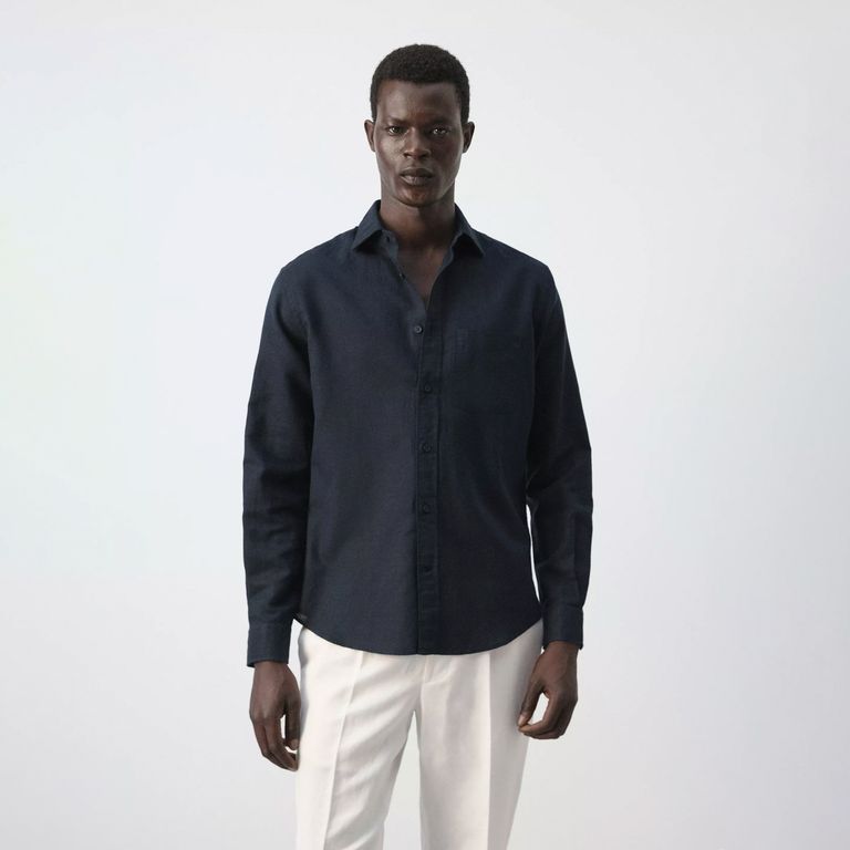 Camisa Regular Fit Lino Algodón Hombre