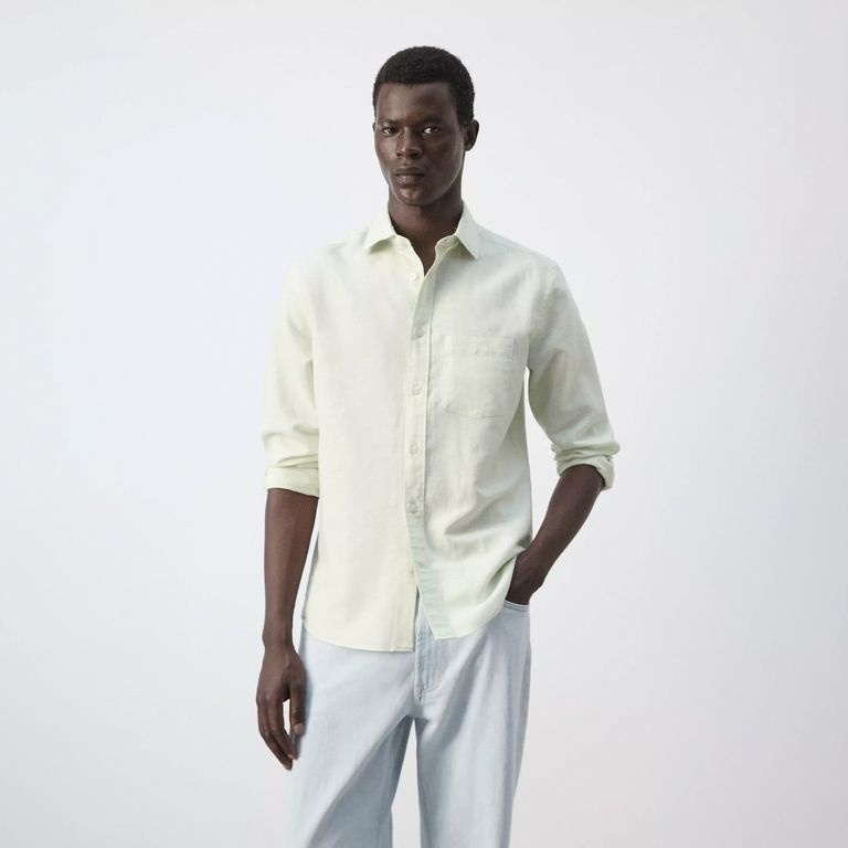 Camisa Regular Fit Lino Algodón Hombre
