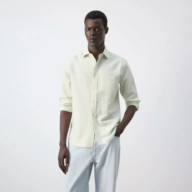 Camisa Regular Fit Lino Algodón Hombre