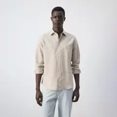 MANGO MAN - Camisa Regular Fit Lino Algodón Hombre