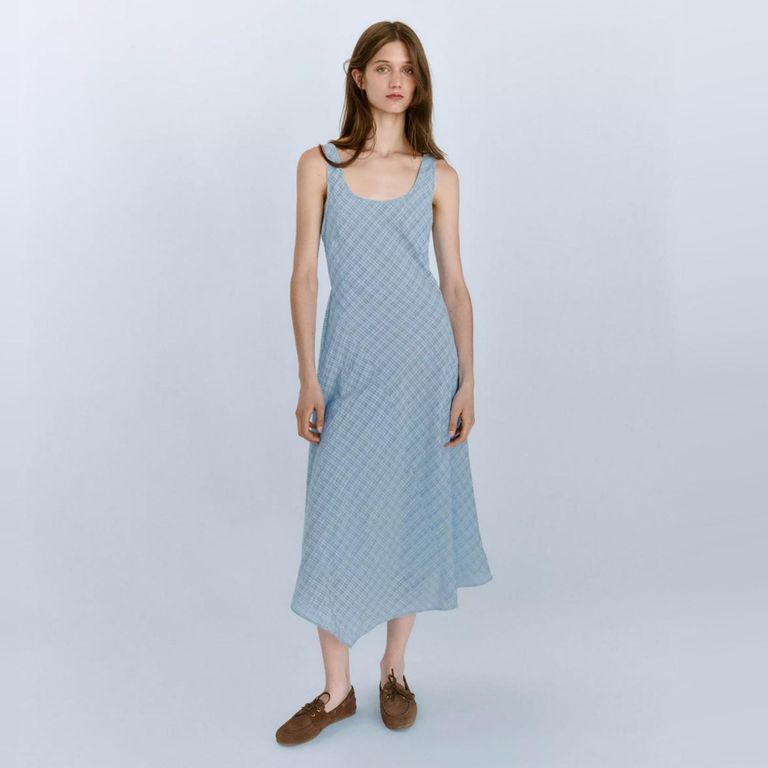 Vestido Bajo Asimétrico Cuadros Mujer