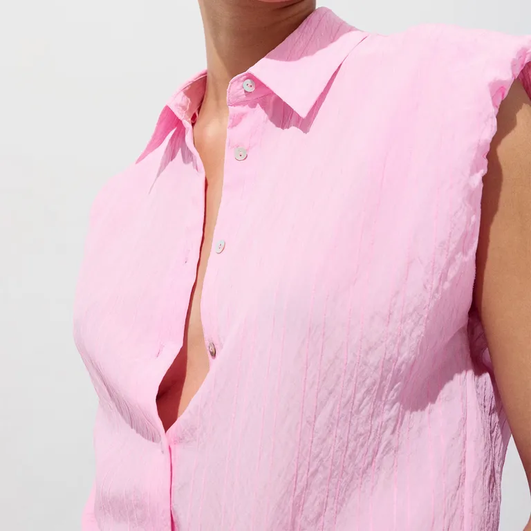 Camisa Rayas Bordada Mujer