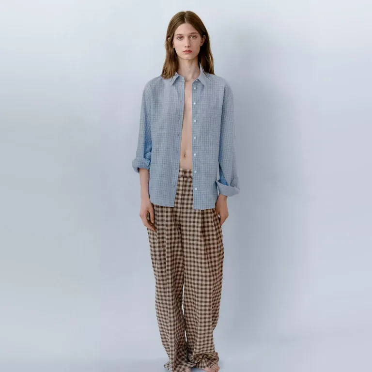 Pantalón Recto Cuadros Vichy Mujer