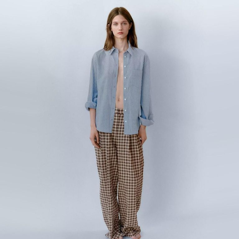 Pantalón Recto Cuadros Vichy Mujer