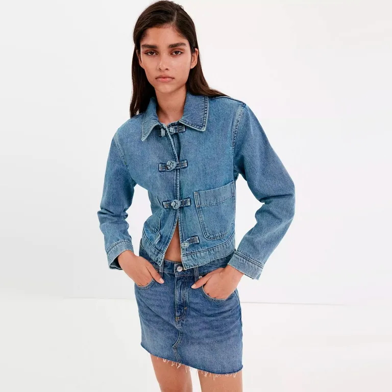 Chaqueta Denim Detalle Alamares Mujer