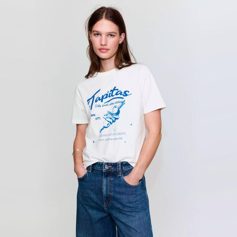 Polera Algodón Estampada Mujer