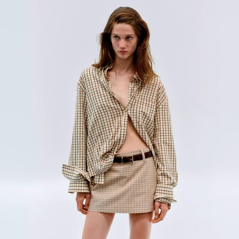 Camisa Algodón Cuadros Mujer