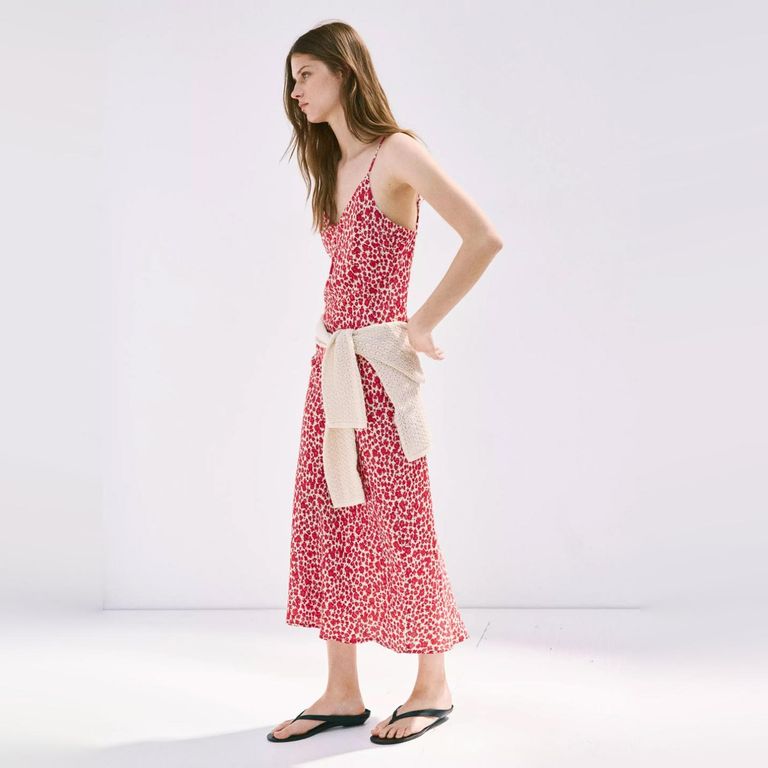 Vestido Cuello Pico Estampado Mujer