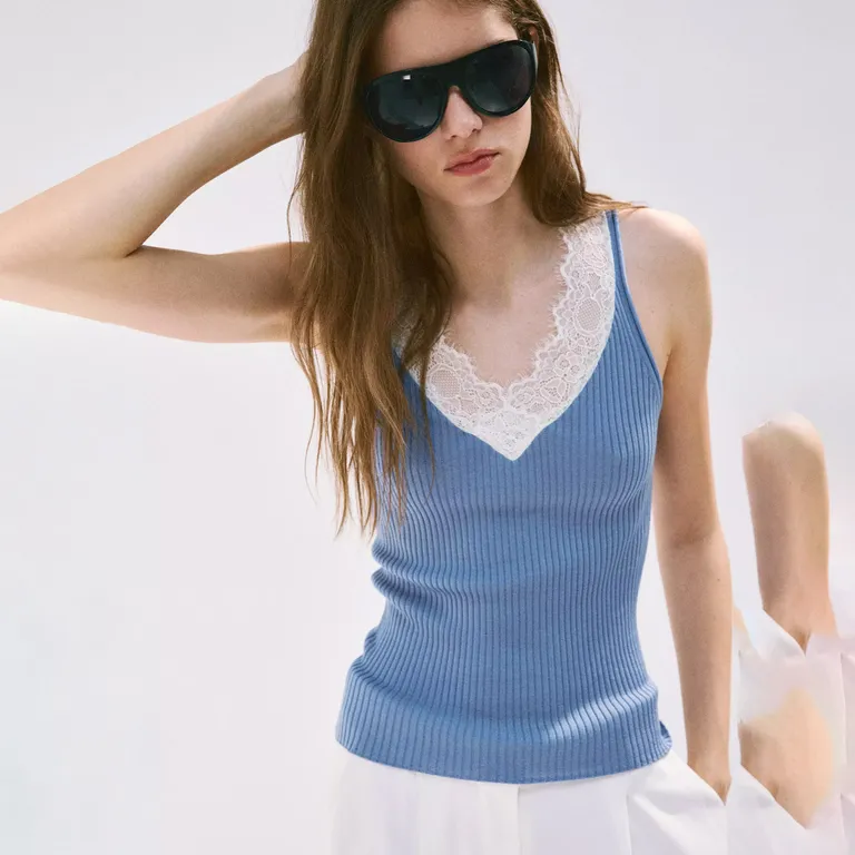 Top Lyocell Encaje Mujer