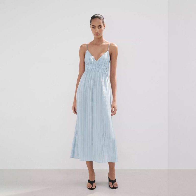 Vestido Fruncido Rayas Mujer