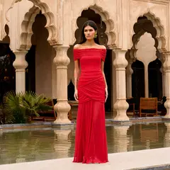 MIPHAI - Vestido Strapless Drapeado Mujer