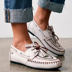 AURORA ALFONSO - Mocasin Mujer Cuero Blanco