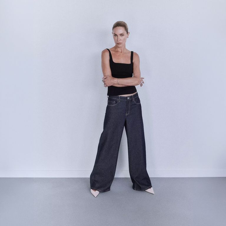Jeans Wide Leg Tiro Bajo Mujer